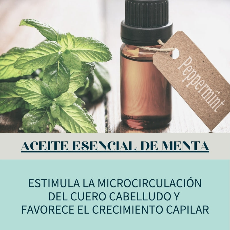 Aceite esencial de menta para el crecimiento del cabello.
