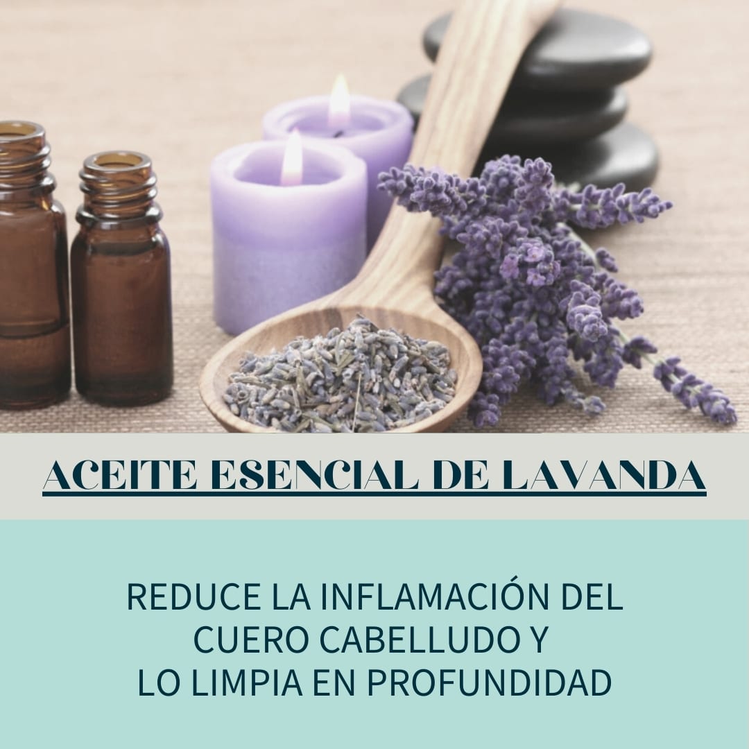 Aceite esencial de lavanda, excelente para el cuidado del cabello.