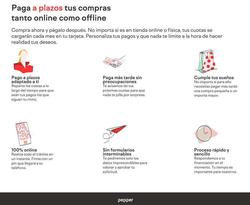 Pagar a plazos con Pepper sin intereses