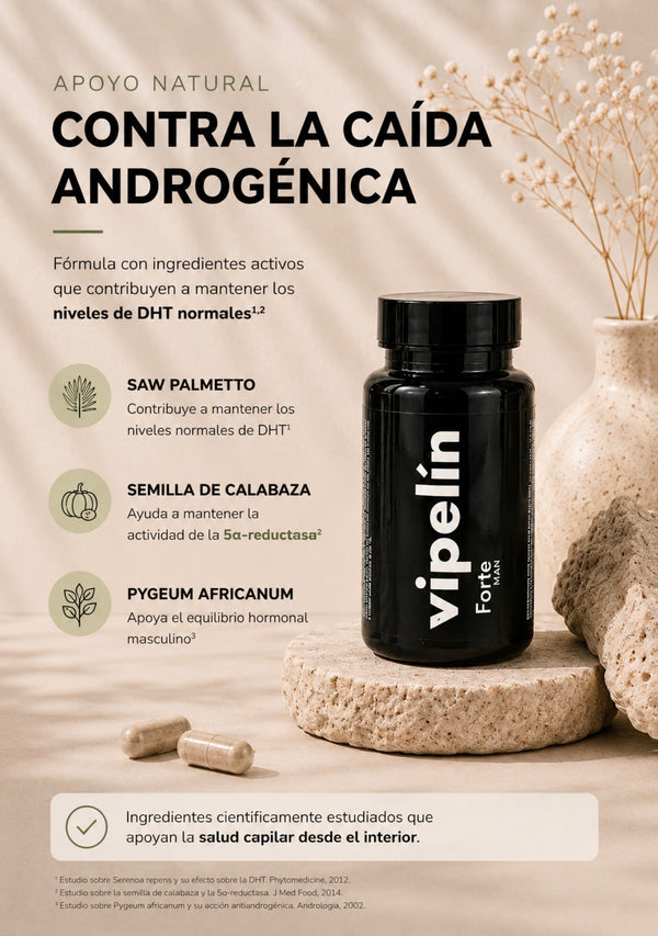 apoyo natural contra la caída androgenética con vipelín forte man
