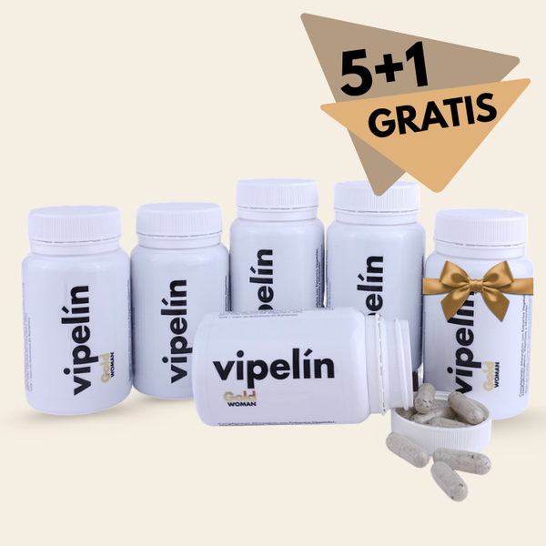 Consigue un 5+1 en tus vitaminas de pelo Vipelín Gold para mujeres  partir de los 50 años. 