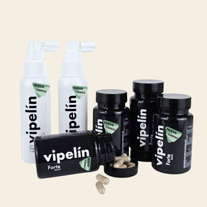 Pack para hombre de 4 meses con vitaminas y loción Vipelín. 