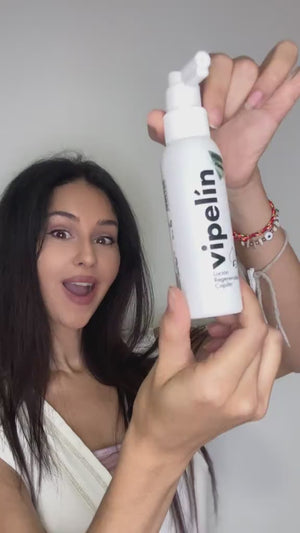 Anuncio nueva loción regeneradora capilar Vipelín para cuidar externamente tu cabello. 