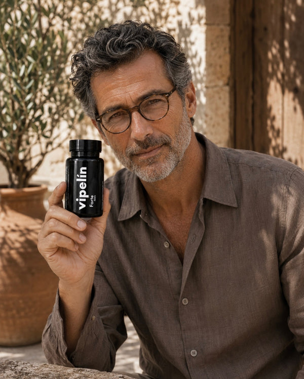 Suplemento nutricional anticaída vipelín forte man en cápsulas para hombre. Fórmula especializada para combatir el debilitamiento y la caída del cabello masculino, reforzando la fibra capilar, estimulando el folículo y aportando mayor densidad y vitalidad al cabello maduro.